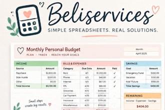 create a simple monthly budget spreadsheet