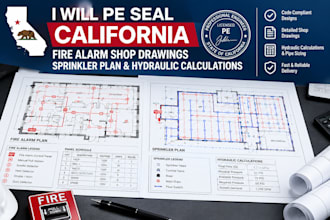 pe seal california fire alarm shop drawings sprinkler plan hydraulic calculation