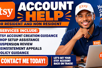 help you with etsy account reinstatement and etsy account creation