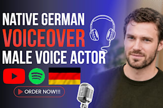 record german male voiceover, video character voice dubbing, game voice acting