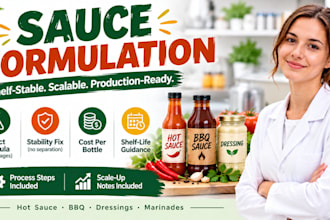 develop shelf stable sauce, dressing formula, marinade, condiment formulation