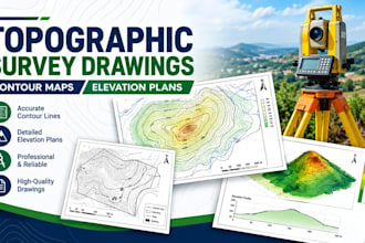 draw land survey, topographic, boundary, subdivision survey and with stamp