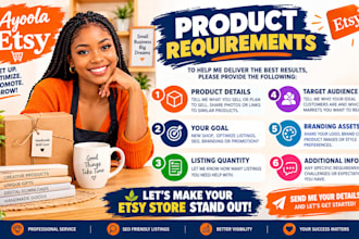 help etsy sellers set up professional shops, optimize product listings