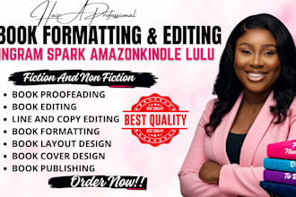 do book layout design, ebook formatting, print formatting, and book typesetting