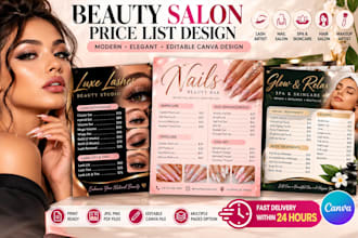 design lash nail salon price list and beauty service menu in canva