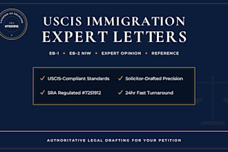 provide a uscis immigration expert opinion letter by a licensed solicitor