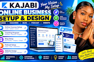 setup kajabi online courses setup, coaching program, blog setup, podcast setup