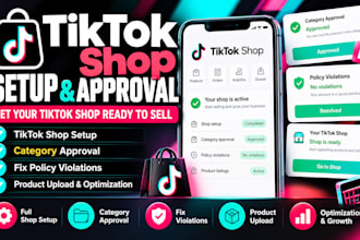 setup tiktok shop, approve categories, fix violations