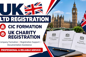 help with UK ltd registration, cic formation, and UK charity registration