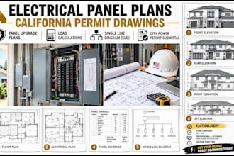 draft electrical panel upgrade plans, load calculations and single line diagrams