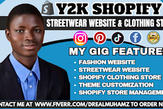 design y2k shopify streetwear website y2k clothing brand y2k fashion website