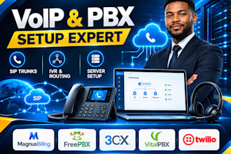 set up magnusbilling, freepbx, 3cx, vitalpbx and twilio voip phone system