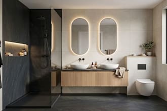 create bathroom, shower and vanity layouts with 3d render