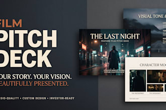 design a cinematic film pitch deck and movie presentation