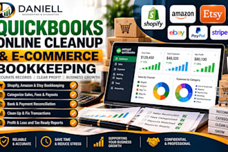 in 12hrs clean up quickbooks online and manage e commerce bookkeeping