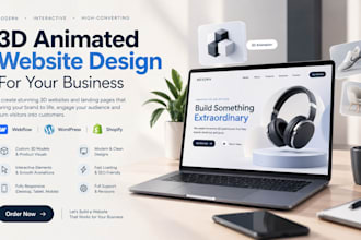 design an immersive 3d website, modern 3d animated website, landing page webflow