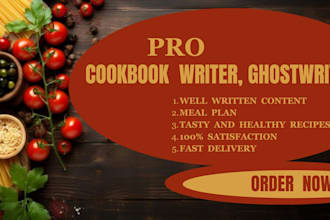 be your food recipes cookbook writer, recipe book, ebook