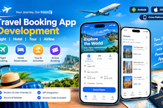 develop flight booking app, airline app, hotel booking app, travel and tour app