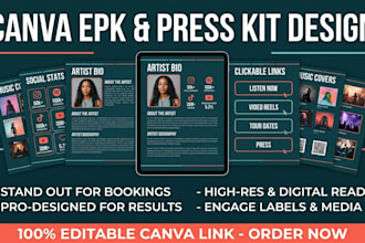 design canva media kit, epk design, epk for artist, epk ,interactive press kit