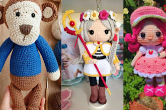 create custom crochet plushie, amigurumi plushie stuffed animal crochet pattern