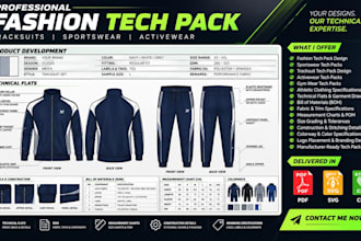 create fashion tech packs, tracksuit sportwear golf clothing for brand identity
