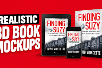 create realistic 3d ebook and book cover mockups