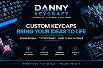 create 3d cad keycap designs and realistic product renders for custom keyboards