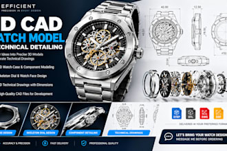 design 3d cad watch model, 3d watch cad technical detailing