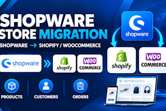 migrate shopware order customer products to woocommerce or shopify, fix shopware