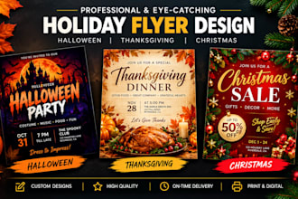 design halloween, thanksgiving and christmas flyers