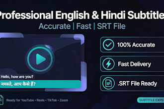 english and hindi subtitles and captions in 24 hours