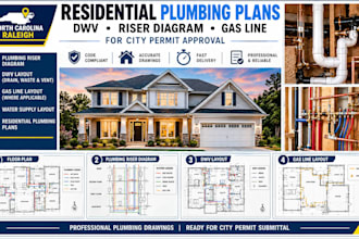 create residential plumbing plans, dwv layouts, riser diagrams, gas line drawing