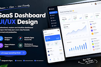 design a modern saas dashboard UI UX in figma