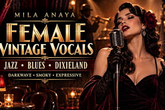 be your female vintage vocalist for dixieland, dark waves, ,jazz vocals, blues