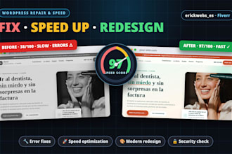 fix wordpress errors, speed up and redesign your website