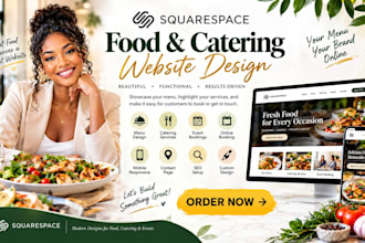 build squarespace food catering dining menu event service booking website design