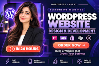 design redesign, develop wordpress website, business website, woocommerce in 24h