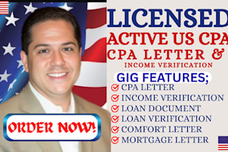 prepare an expert CPA letter for loan verififcation fast