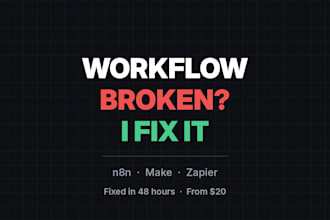 fix n8n workflow, debug make com zapier automation and n8n error