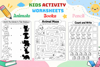 design custom printable kids activity worksheets for preschool