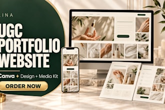 design ugc content creator portfolio, ugc media kit, ugc website design on canva