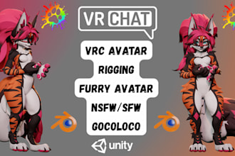 do 3d vrchat avatar anime vrchat second life rig  fbt vrc model furry character