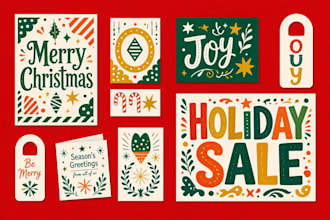 design christmas card, menus and invitation flyers
