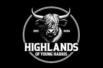 make majestic regal scottish highland cow logo
