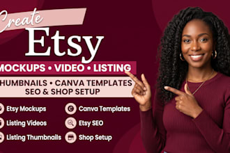 create etsy mockups video listing thumbnails canva templates seo and shop setup