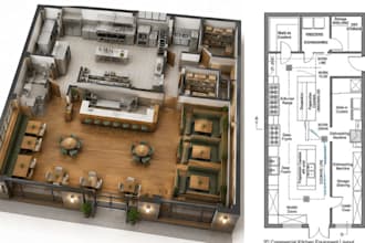do restaurant seating floor plan and commercial kitchen layout in autocad