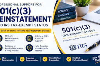 assist with 501c3 reinstatement and irs tax exempt status