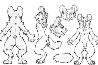 draw a custom furry reference sheet for your fursona or oc
