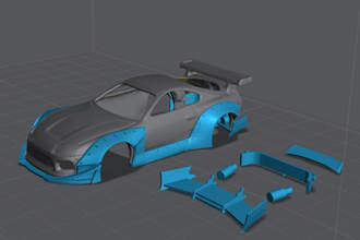 3d car body kit widebody kit panel  stl repair 3d car  model for 3d printing