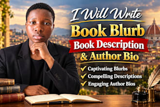 write compelling book blurbs, book descriptions, and author bios